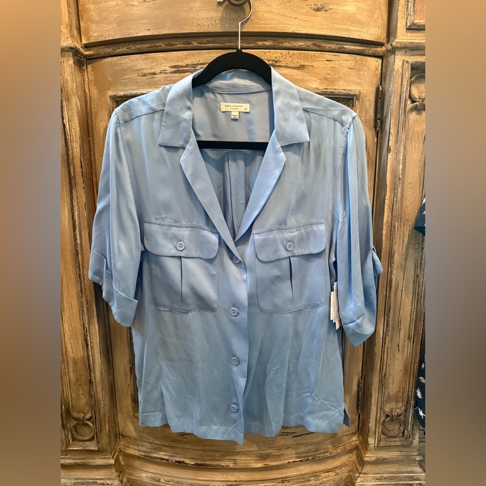 Equipment Femme Light Blue Button-Up Women's Top